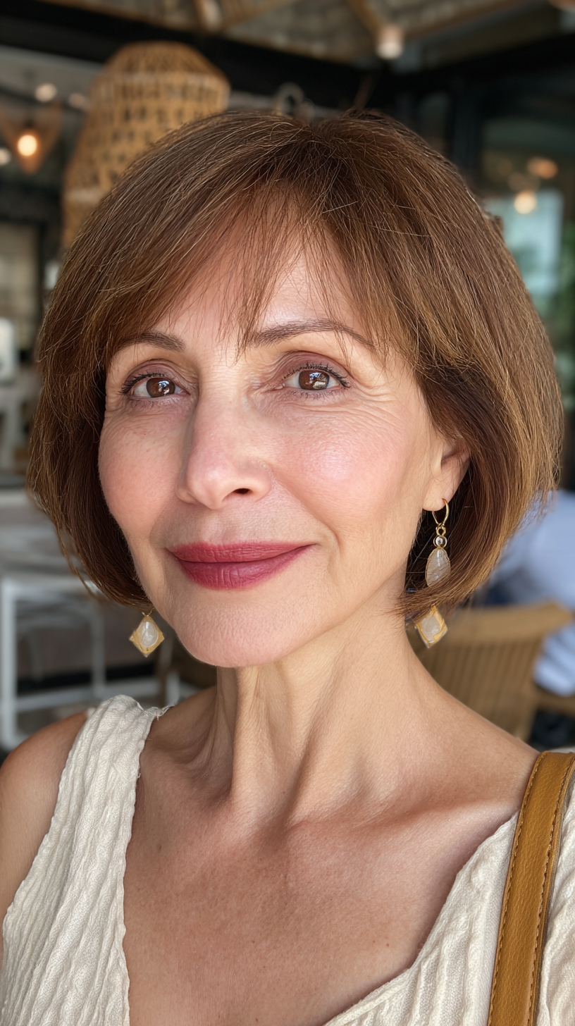 Chic Textured Chin-Length Bob with Subtle Highlights