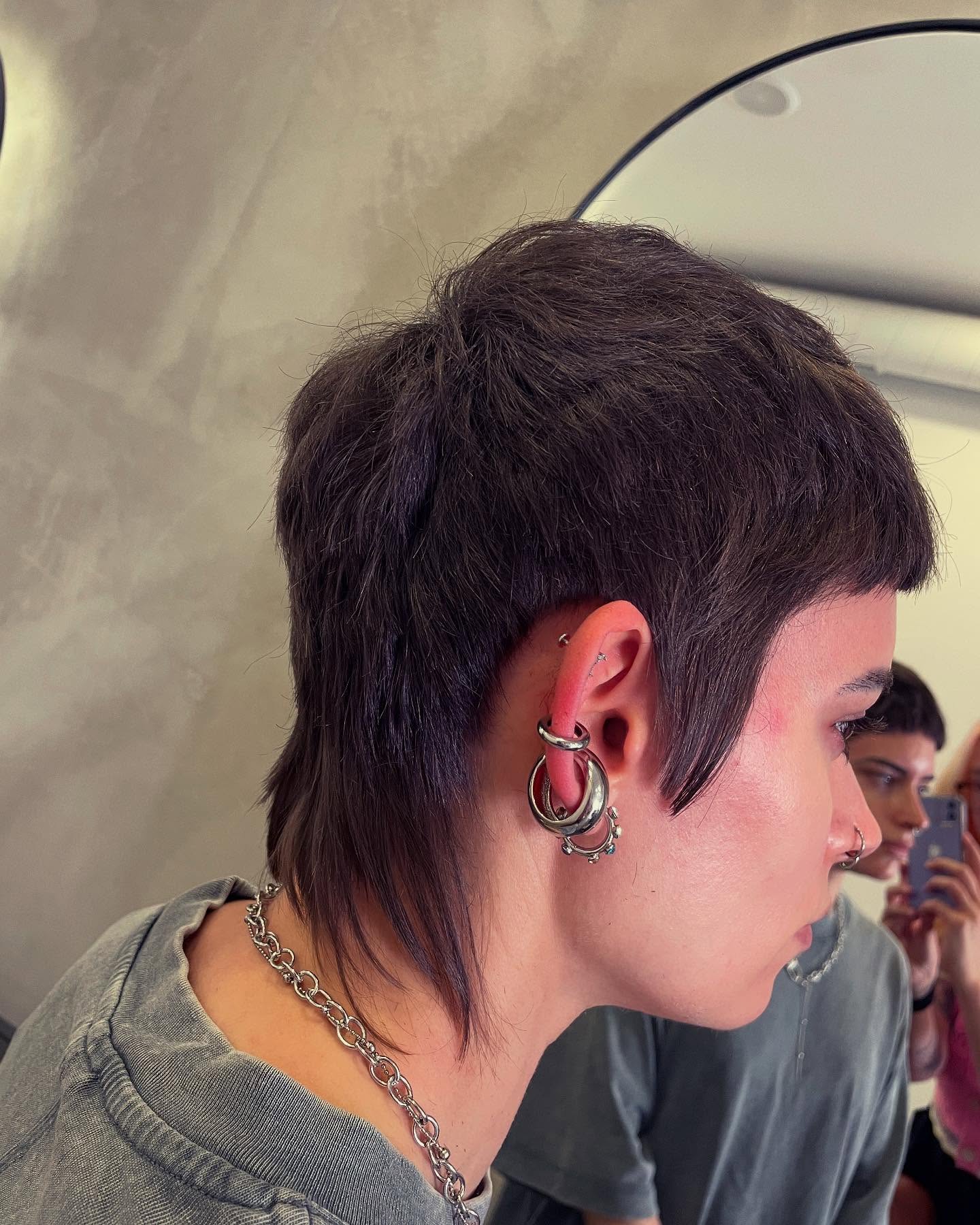 Edgy Textured Mullet with Defined Bangs