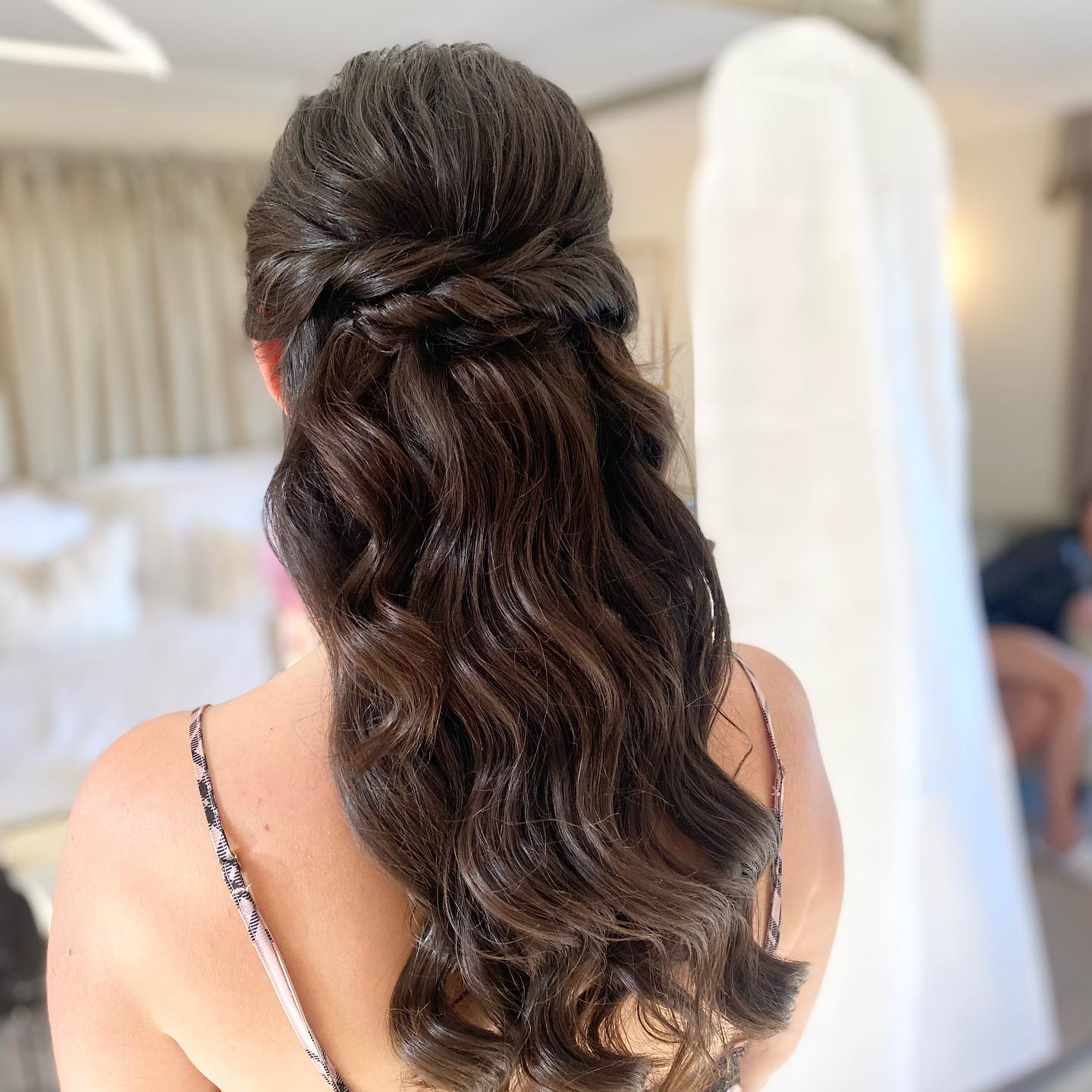 Elegant Half-Up Textured Waves