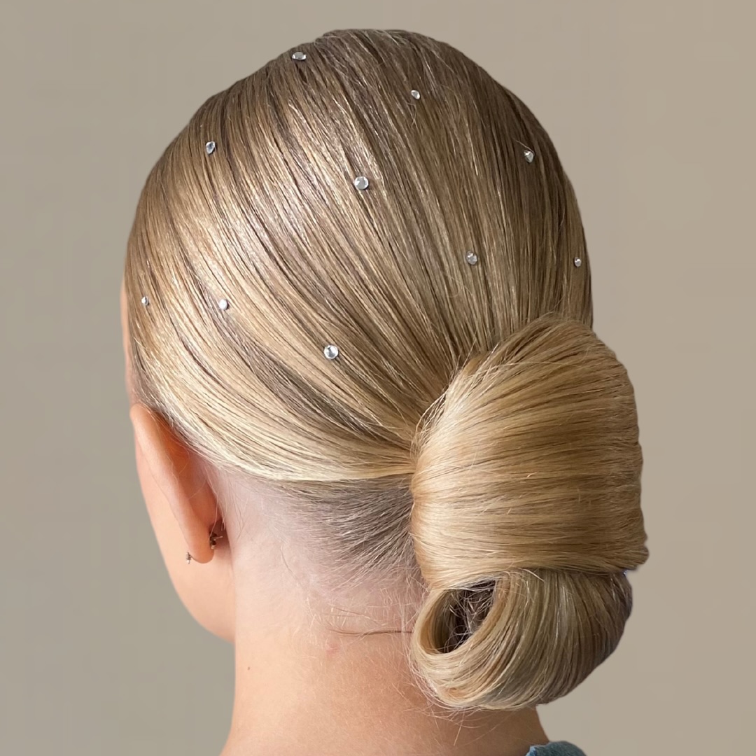 Sleek Low Bun with Sparkling Accents
