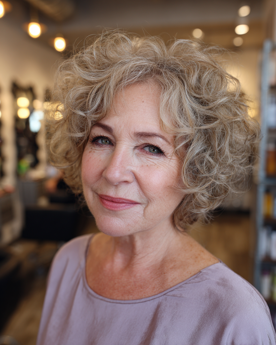 Softly Curled Chin-Length Bob with Layered Texture