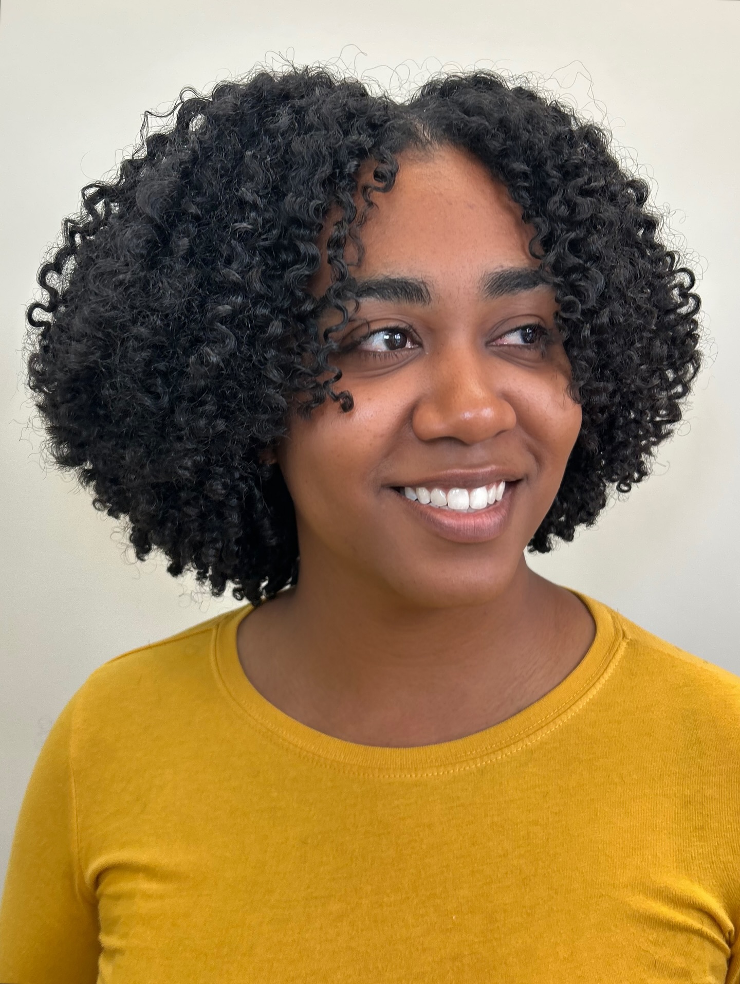 Softly Defined Curly Bob with Natural Volume