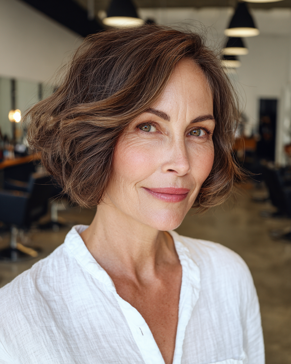 Textured Chin-Length Bob with Face-Framing Layers
