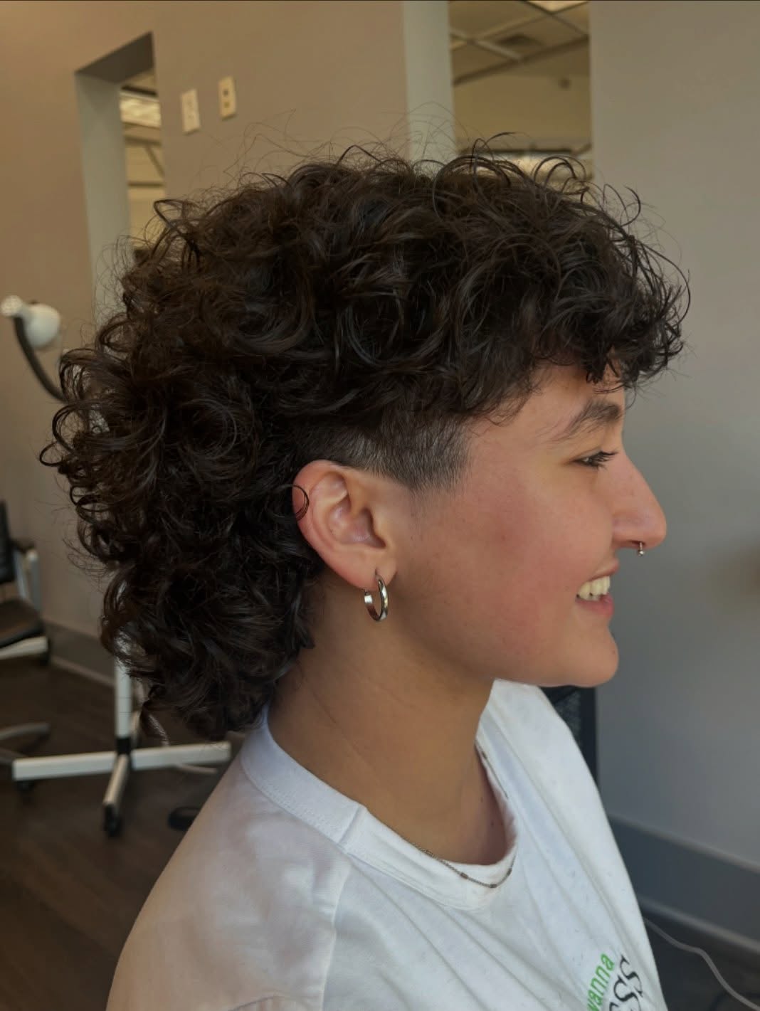 Textured Curly Mullet with Undercut