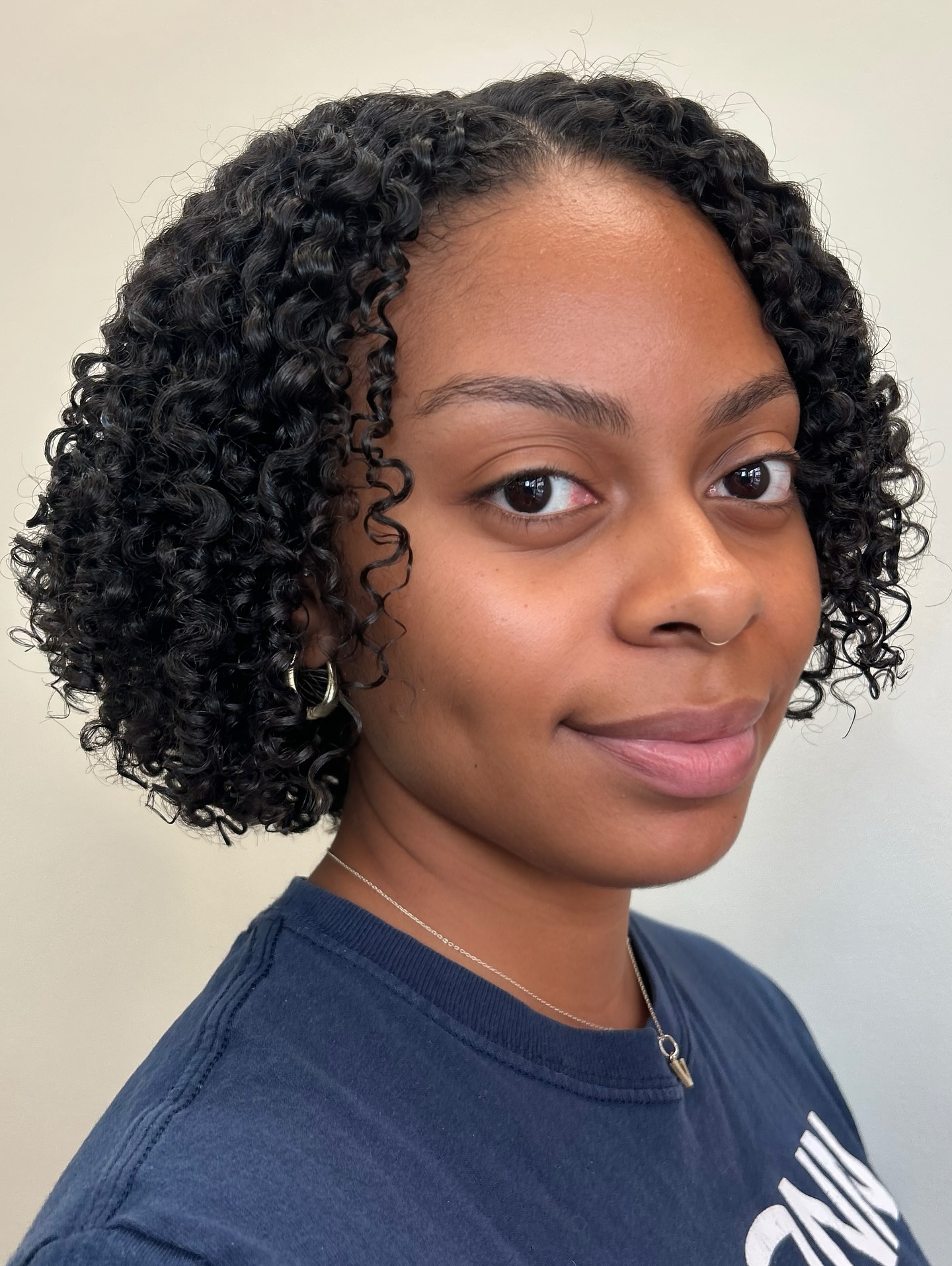 Textured Natural Curly Bob with Defined Curls