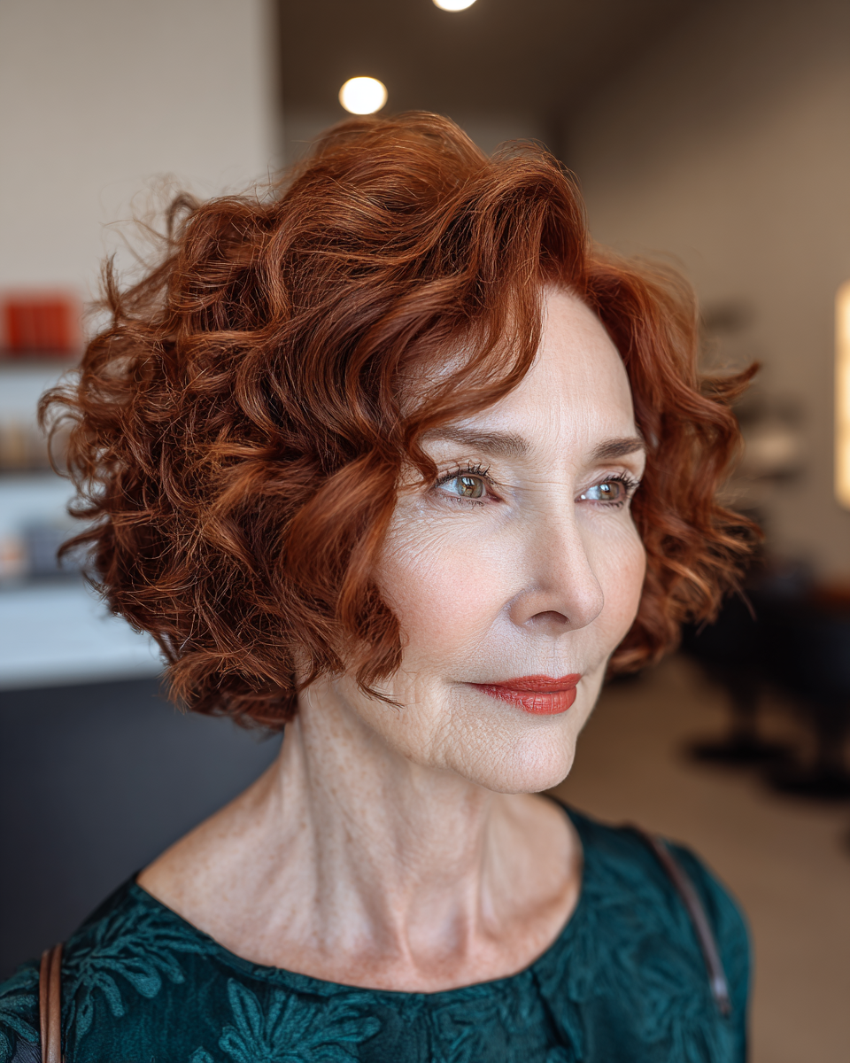 Vibrant Curly Chin-Length Bob with Defined Curls