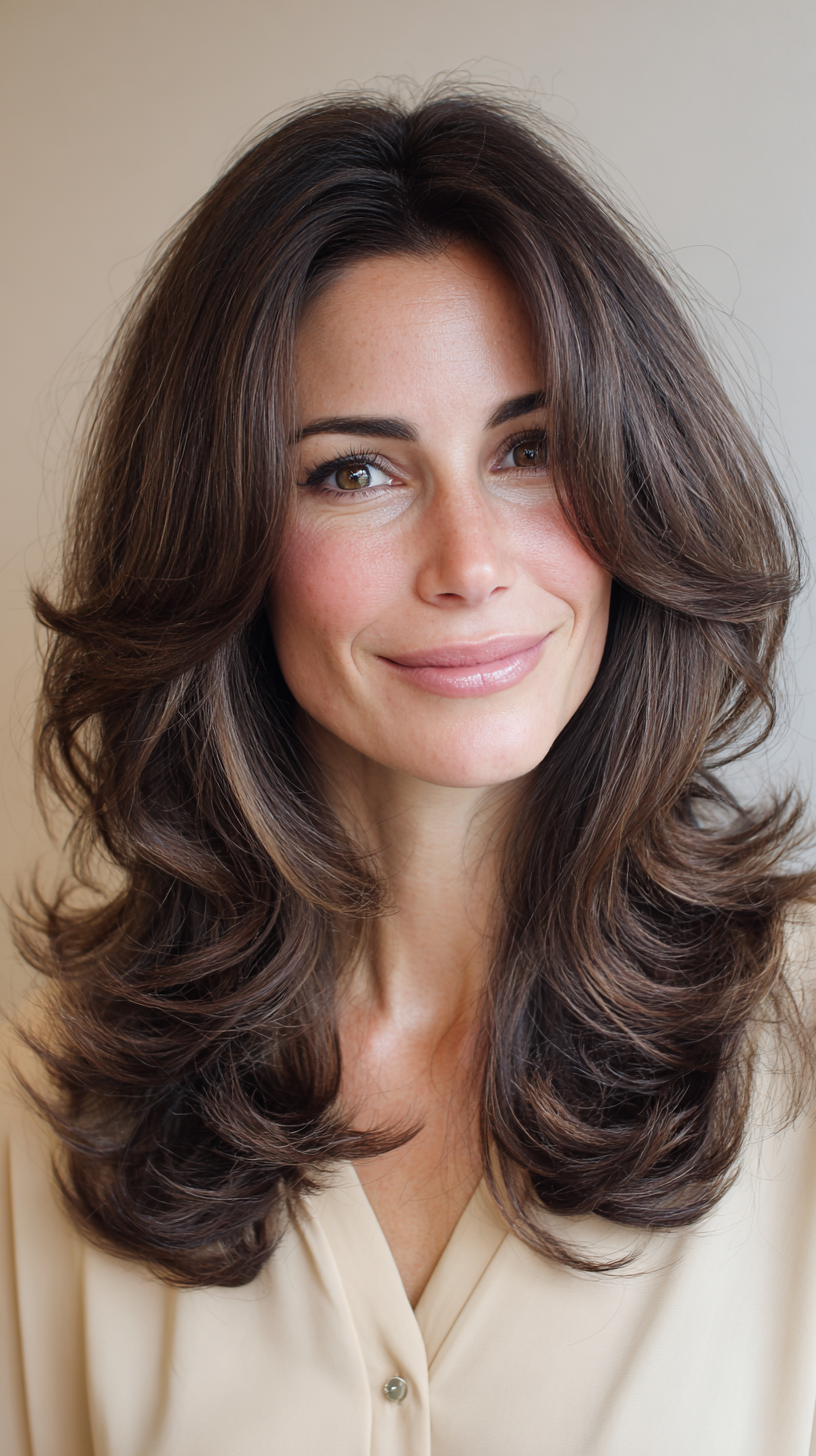 Voluminous Butterfly Cut with Soft Face-Framing Layers