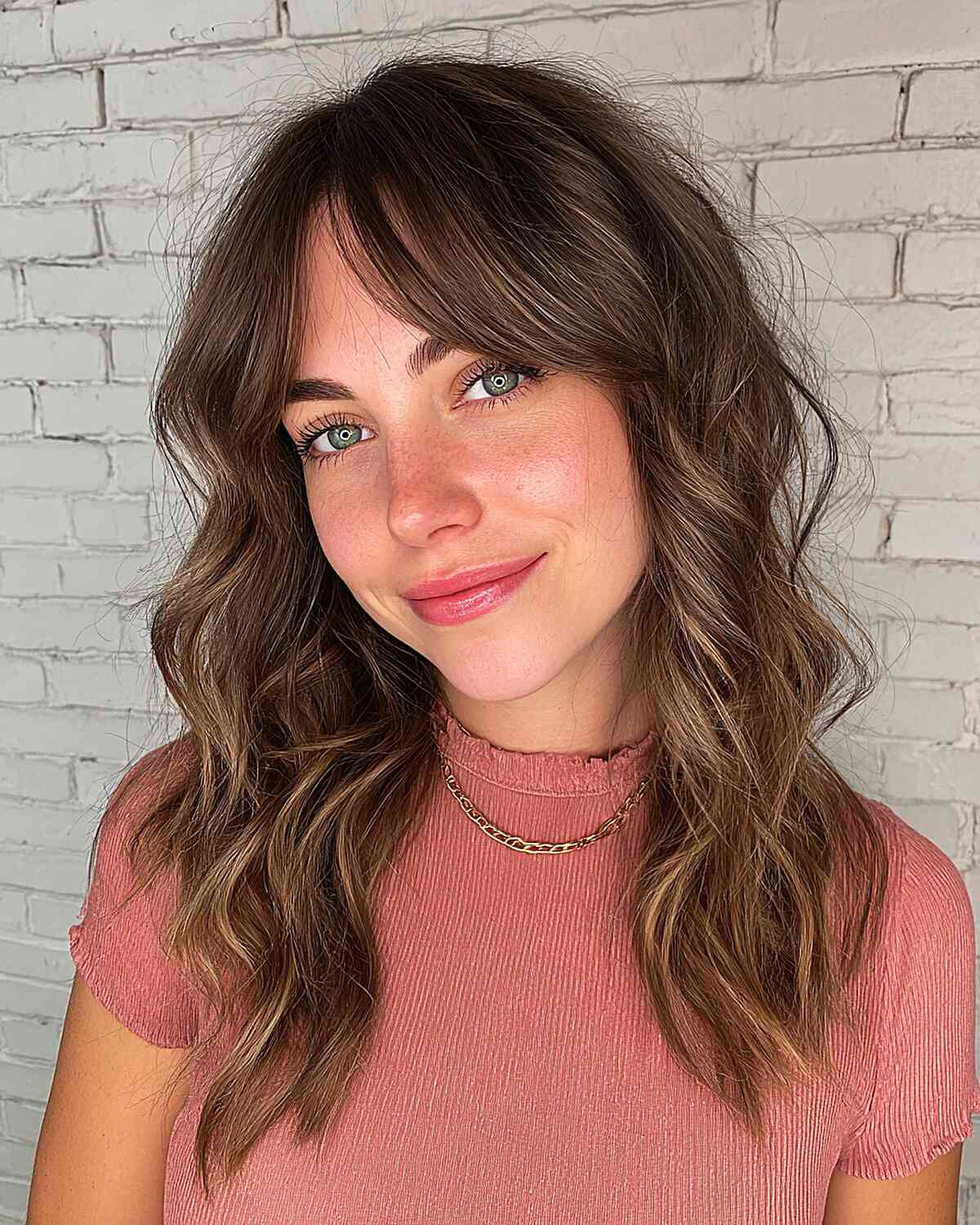 Wavy Curtain Bangs with Layered Locks