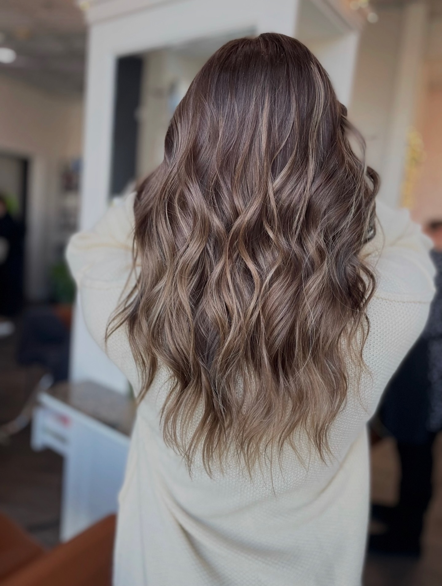 Beautiful Long Layered Waves with Subtle Highlights