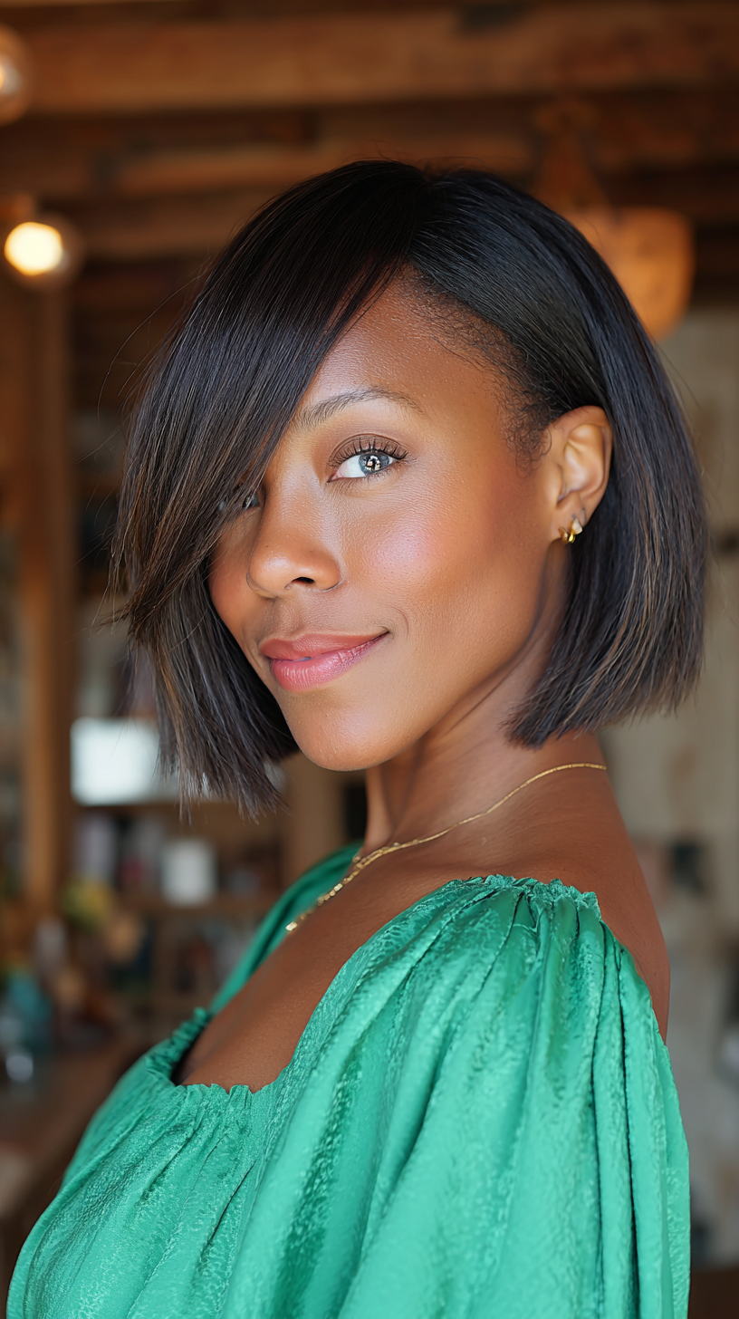 Chic Asymmetrical Bob with Subtle Side Sweep