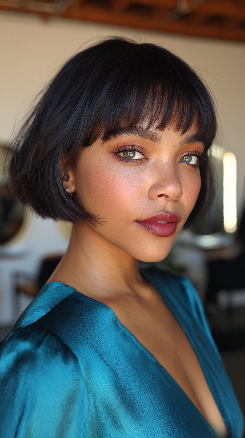 Chic Textured Bob with Soft Fringe