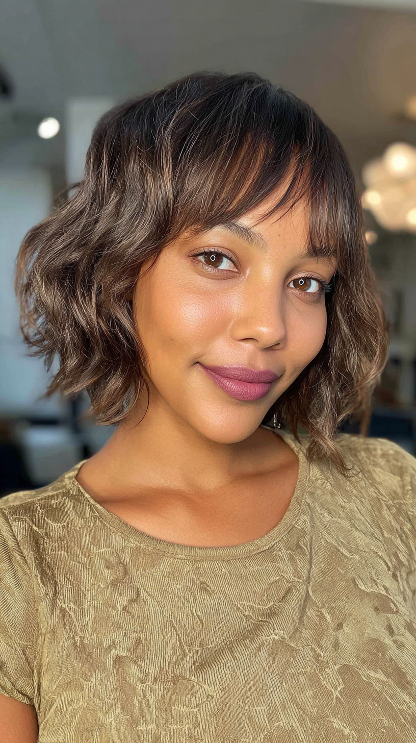 Effortlessly Chic Textured Bob with Subtle Bangs