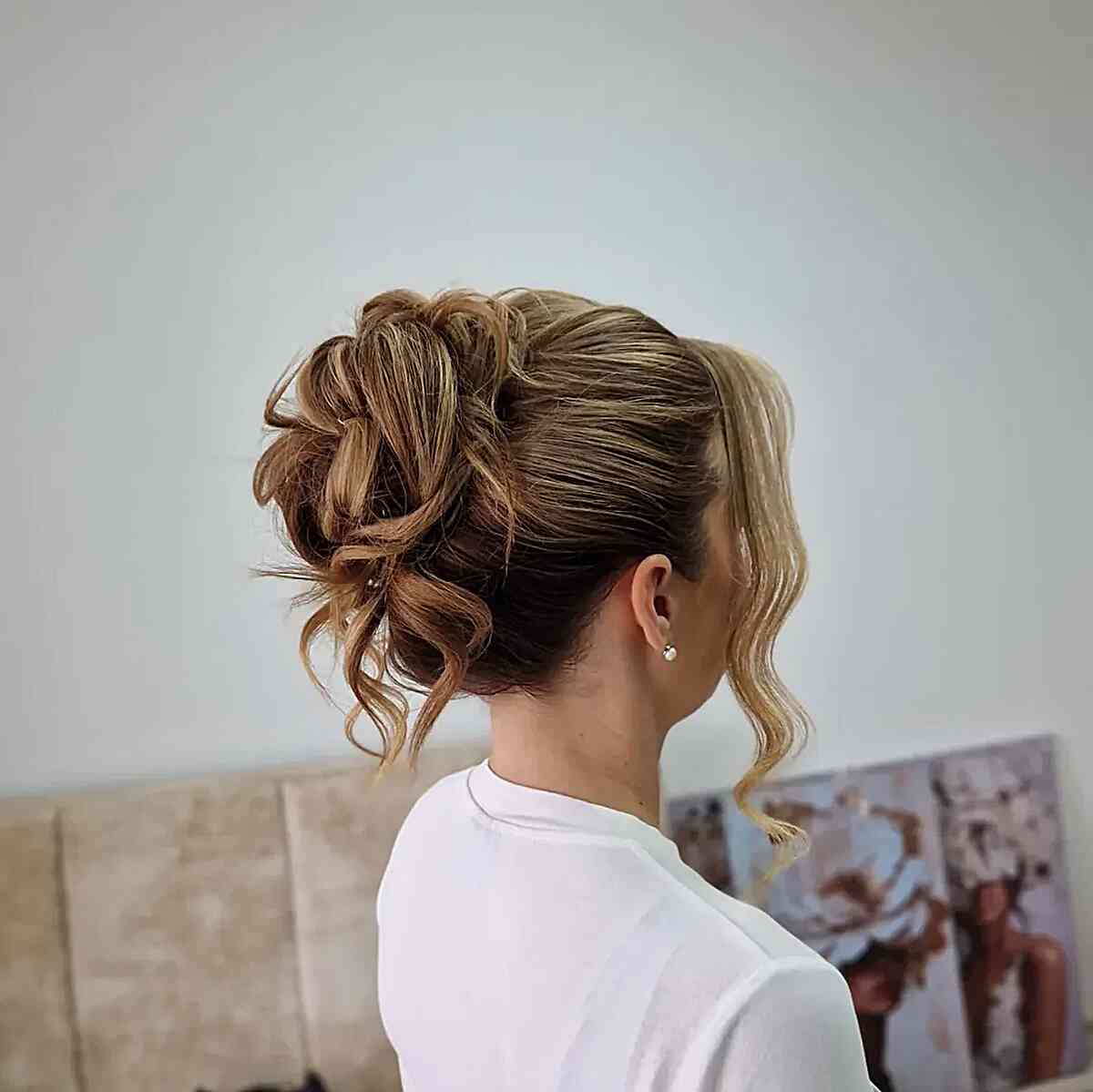 Elegant Blonde Updo with Soft Waves