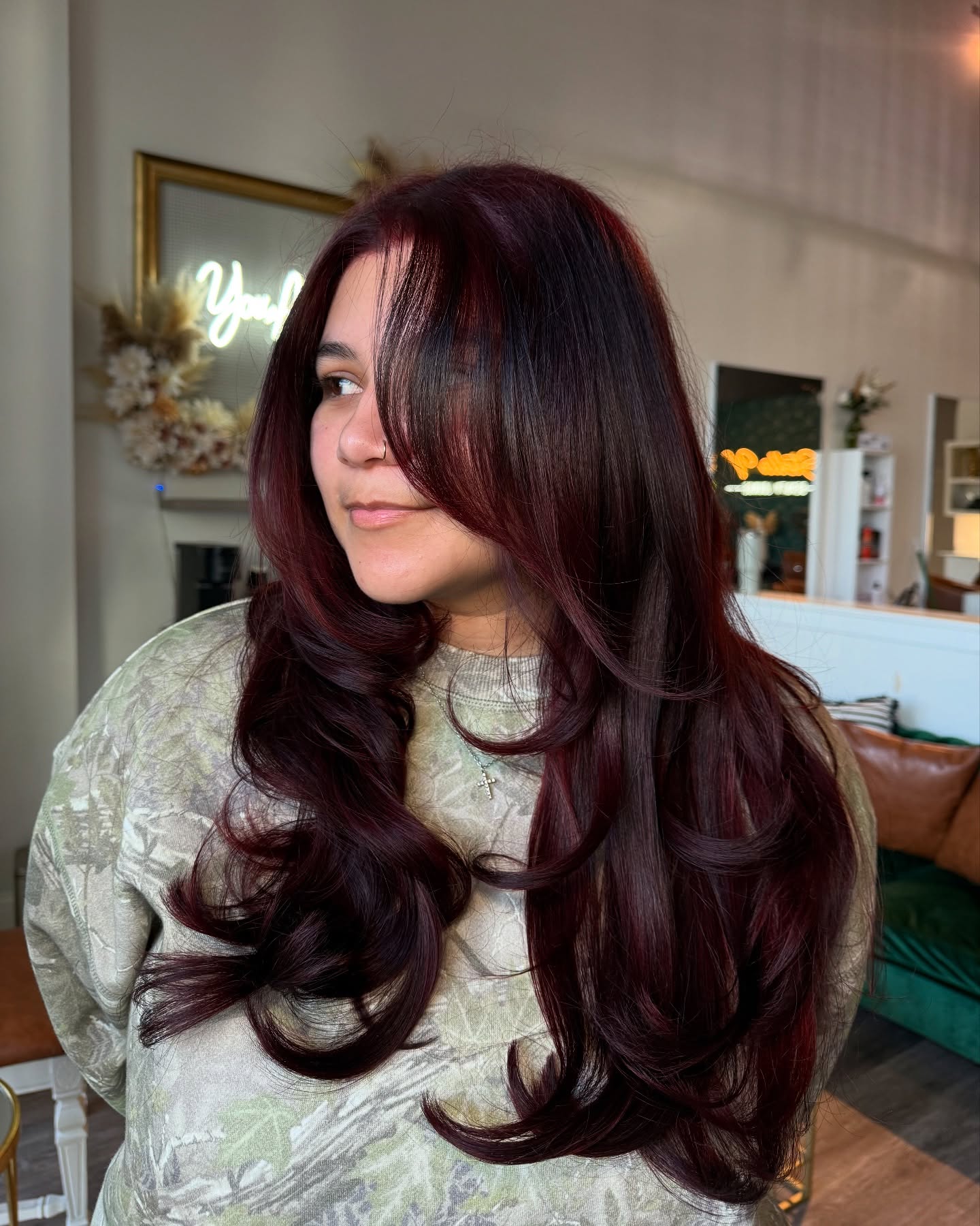 Elegant Burgundy Waves with Subtle Layers