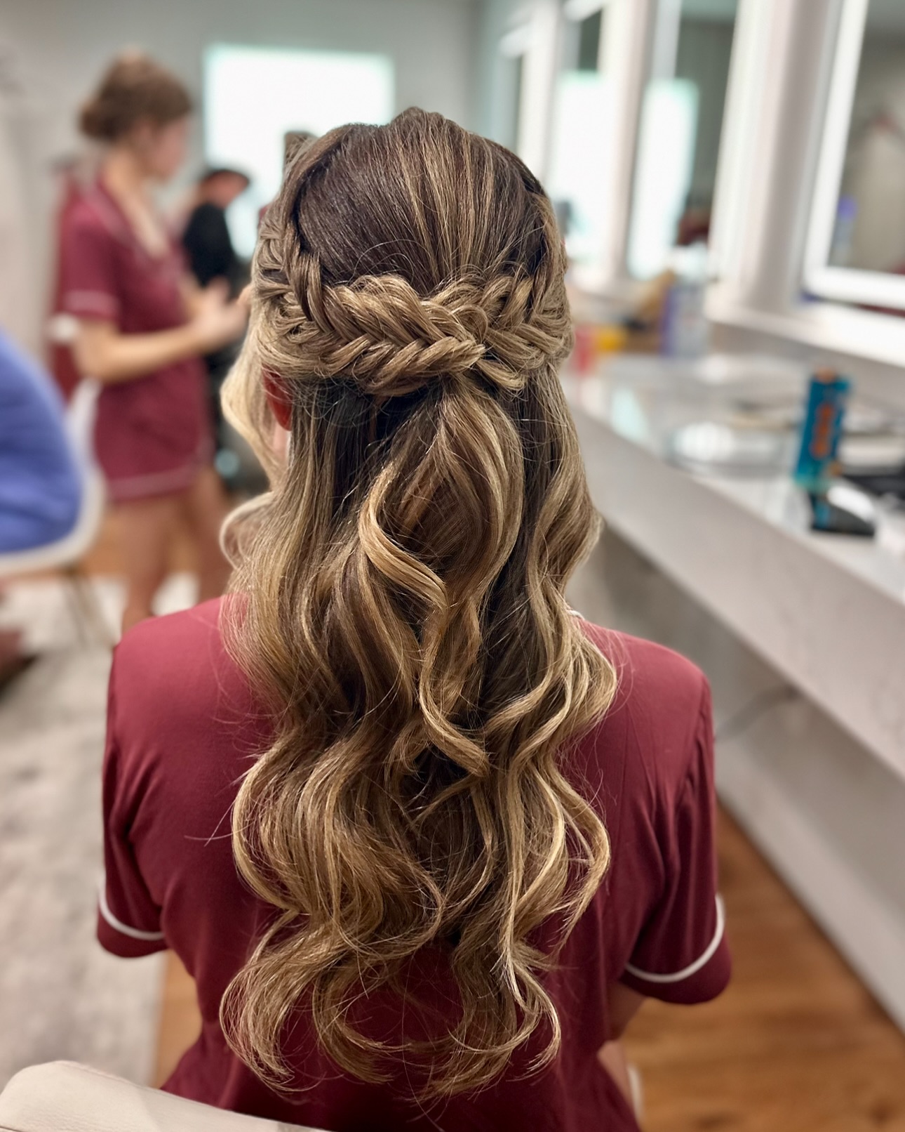 Elegant Half-Up Braided Waves