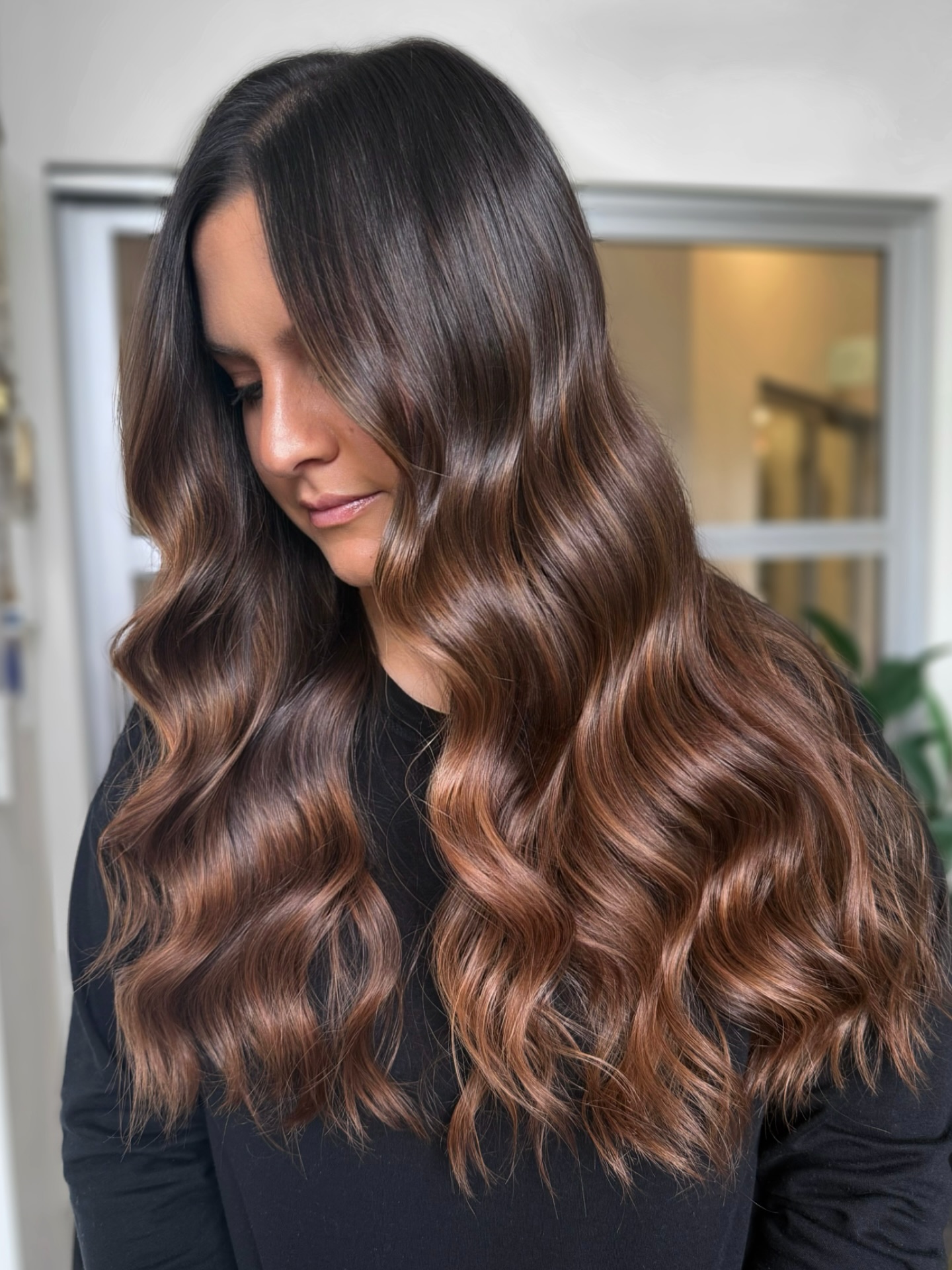 Luxurious Warm Chestnut Waves with Subtle Depth