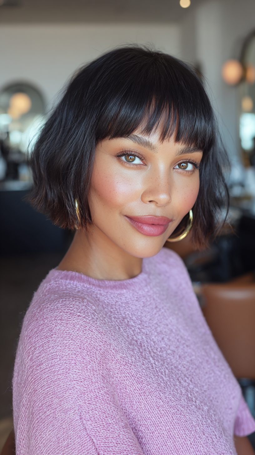 Modern Textured Bob with Soft Bangs