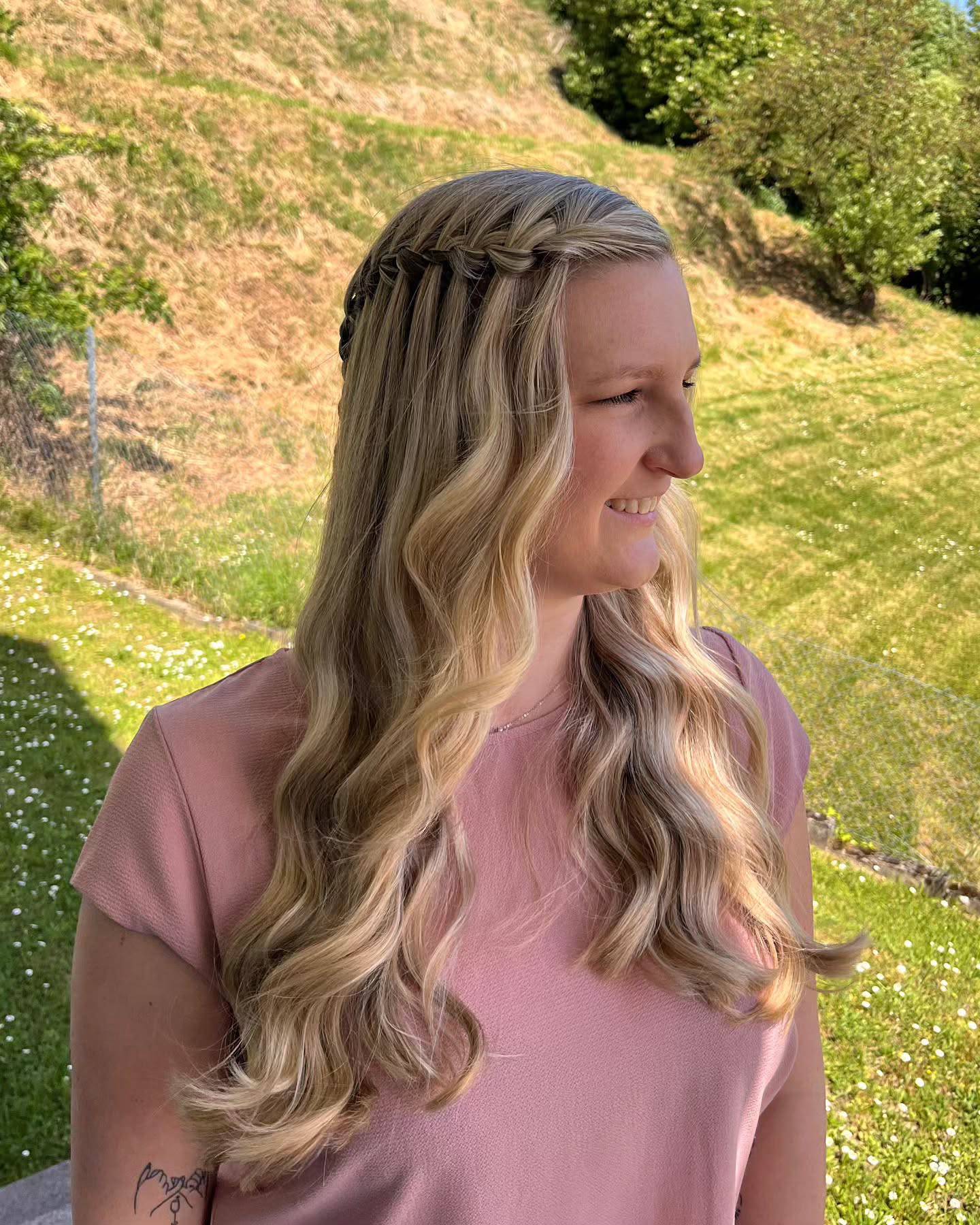 Romantic Loose Waves with Crown Braid