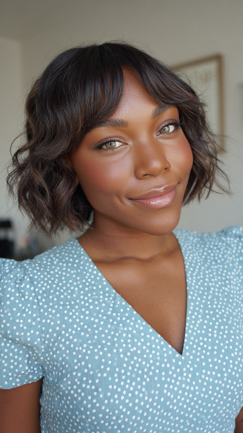 Textured Curly Bob with Face-Framing Layers
