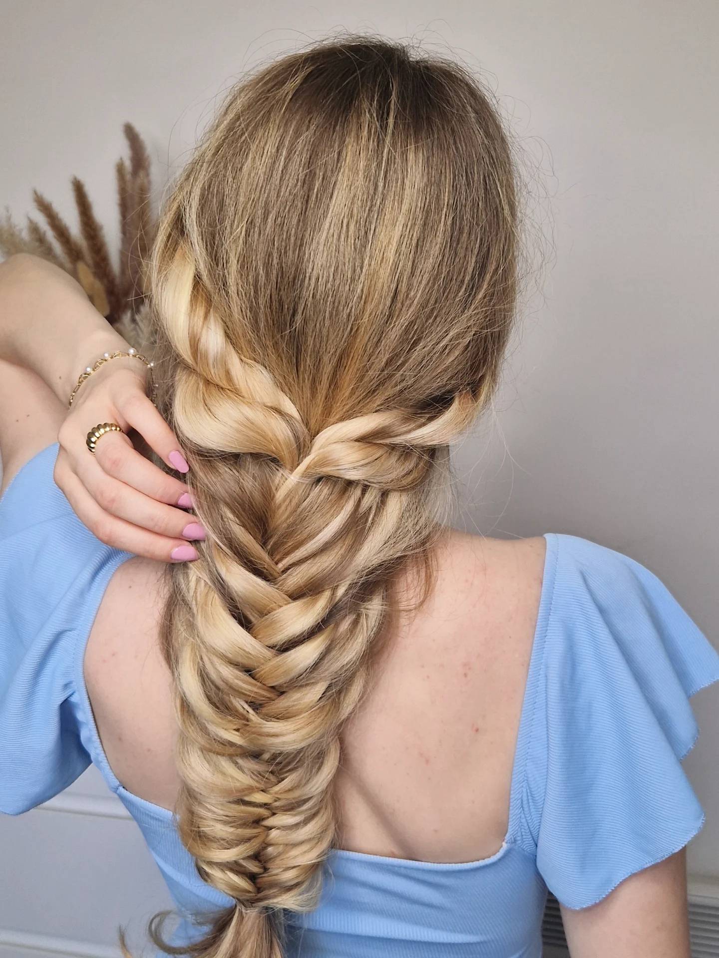 Textured Fishtail Braid with Ombre Highlights