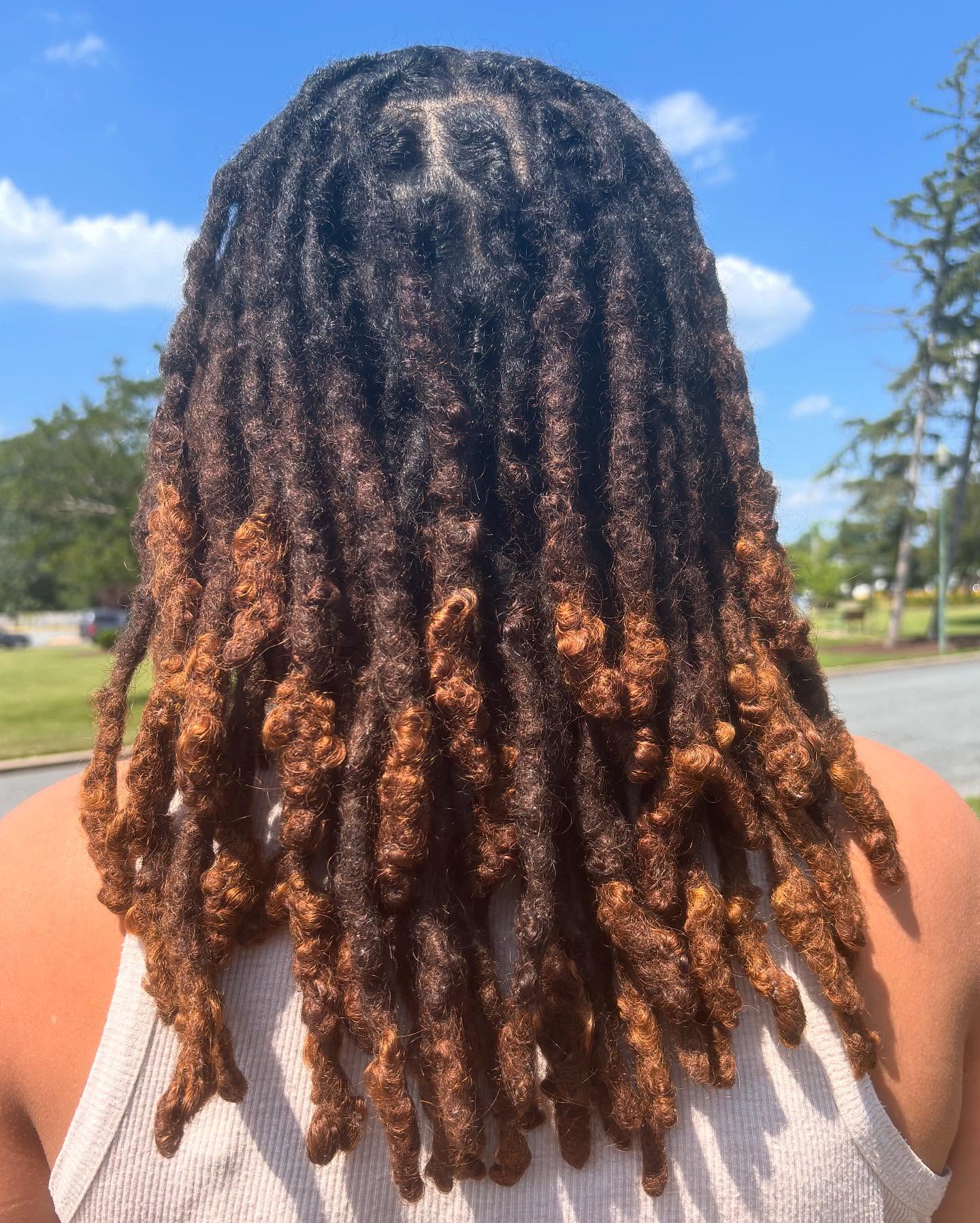 Textured Long Dreadlocks with Warm Ombre Tones