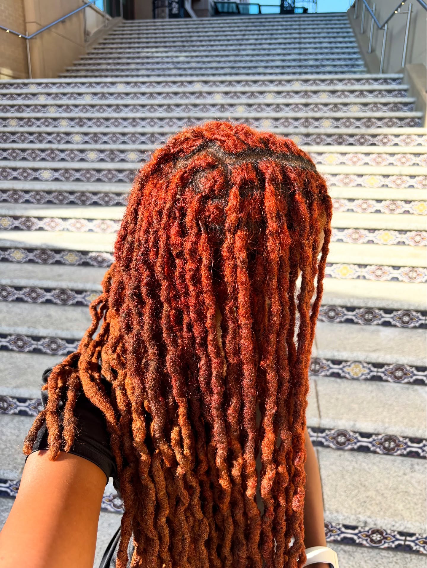 Vibrant Shoulder-Length Dreadlocks with Rich Auburn Tones