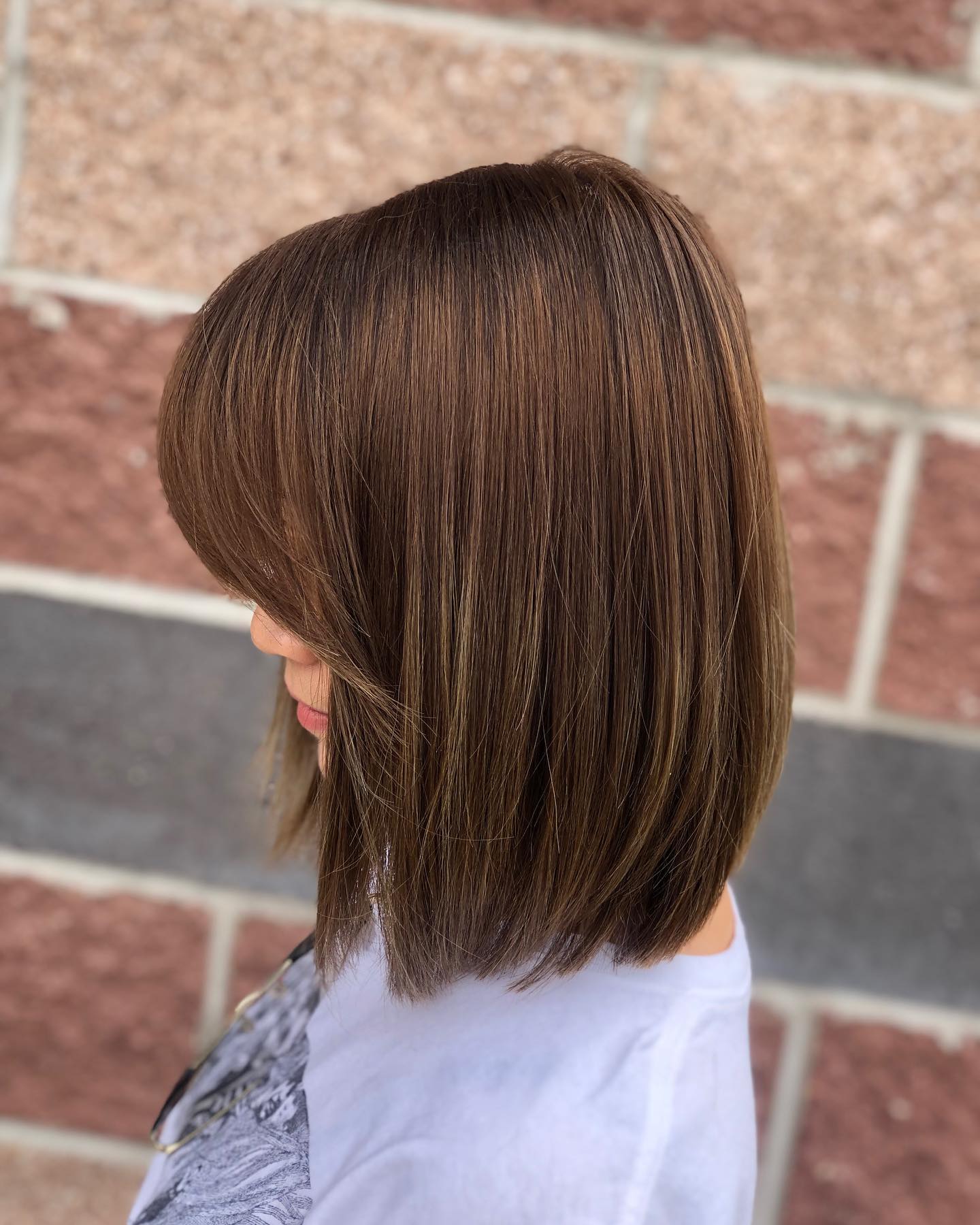 Sleek Brown Blunt Bob with Face-Framing Bangs