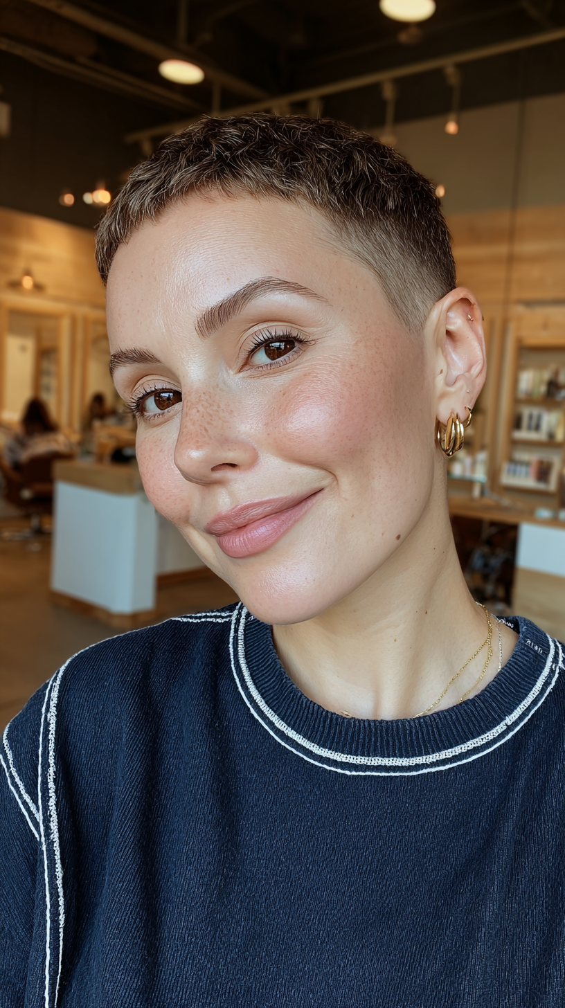 Textured Close-Cropped Buzz Cut with Defined Layers