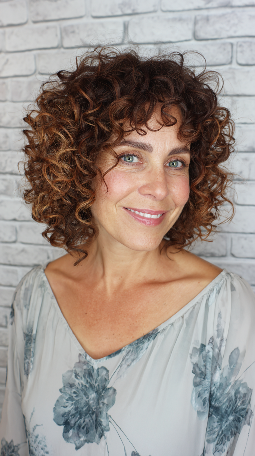 Charming Curly Lob with Soft Layers