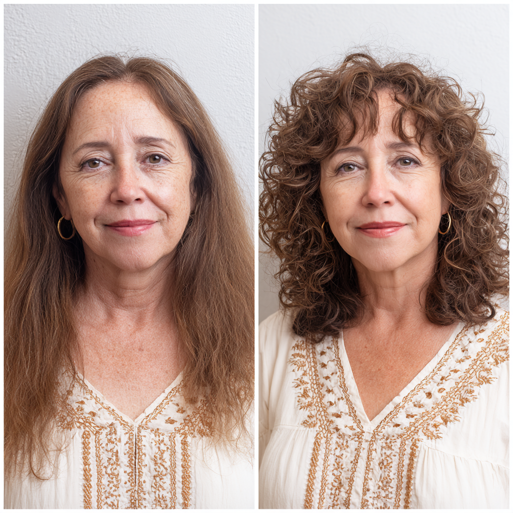 Charming Textured Curly Shoulder-Length Cut