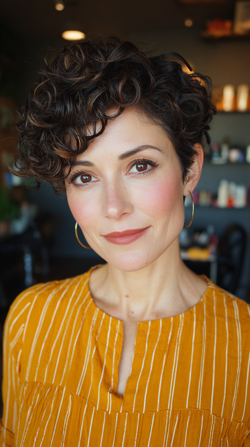 Chic Curly Pixie with Defined Texture