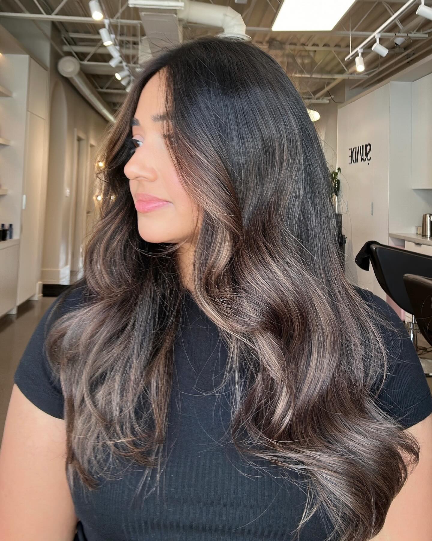 Radiant Long Ash Brunette Waves with Subtle Highlights