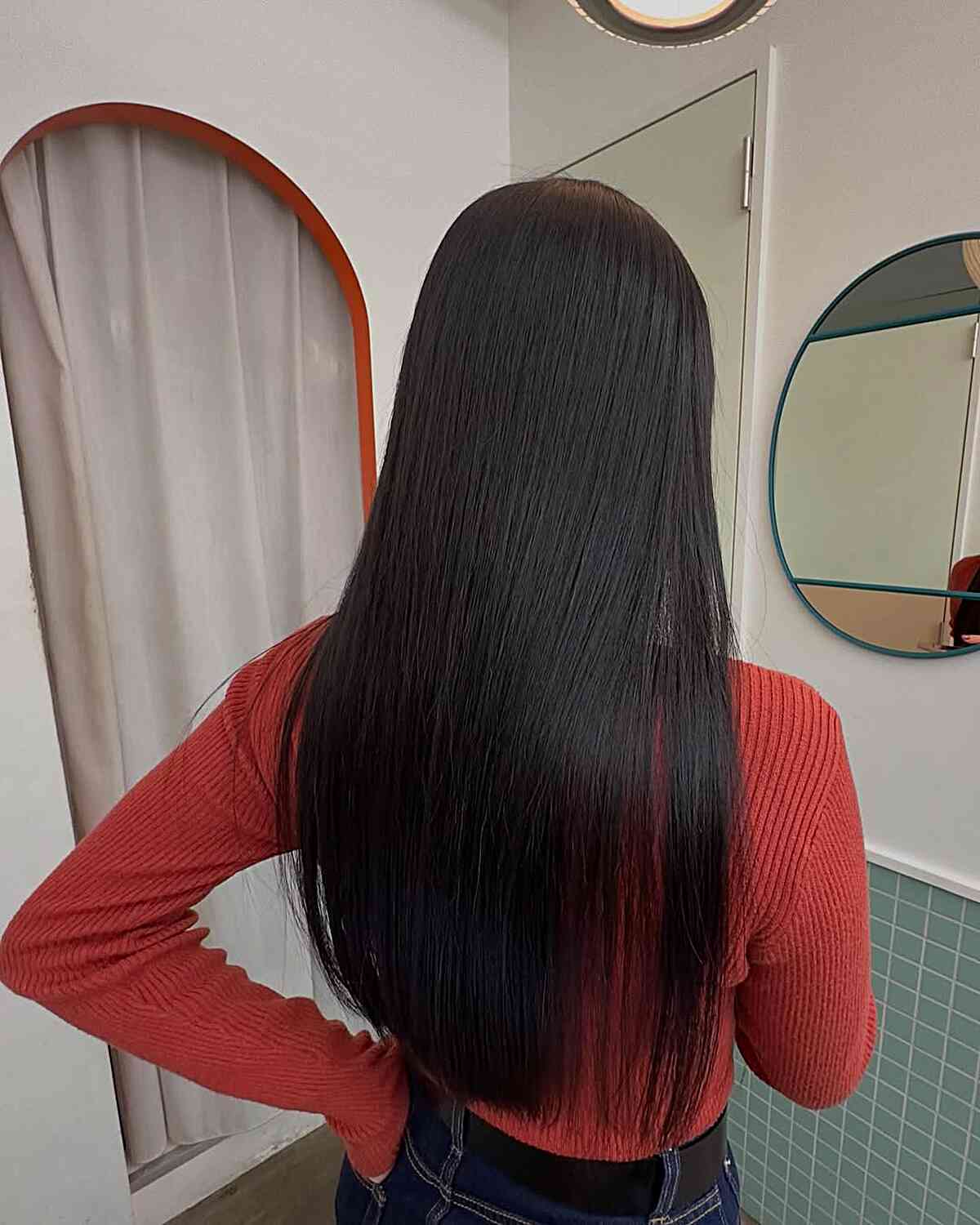Sleek Long Straight Hair with Subtle Layers