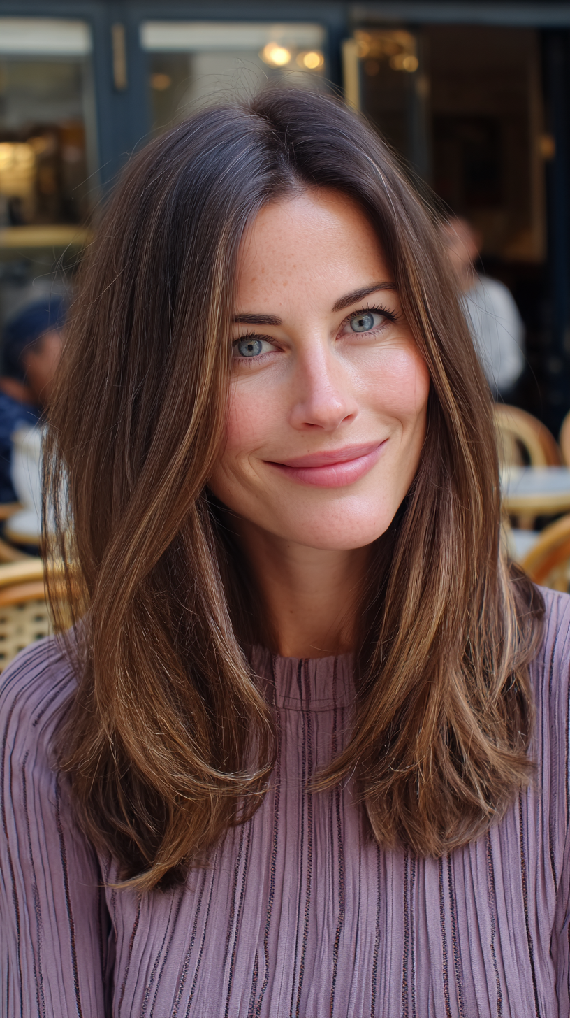 Softly Textured Long Layers with Subtle Highlights