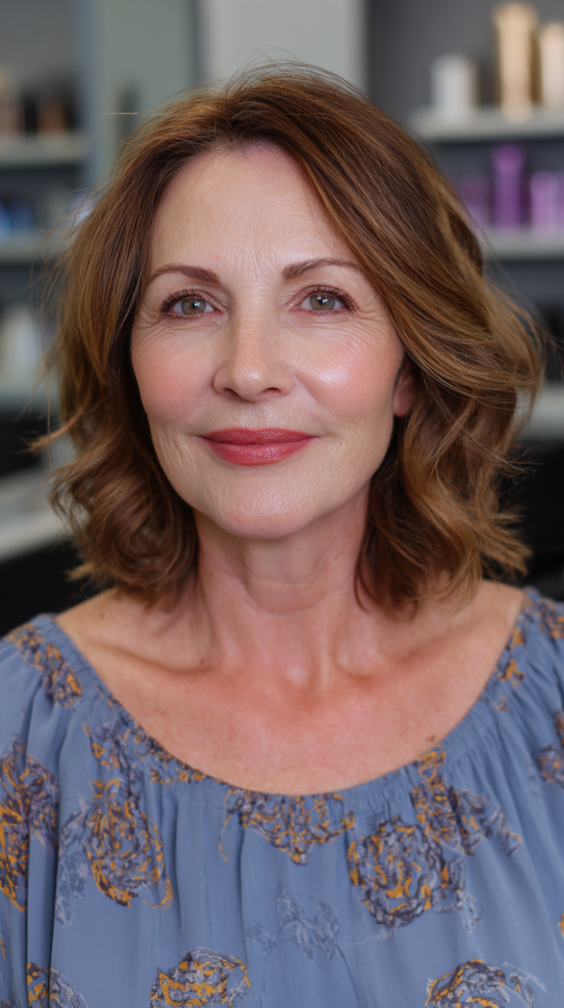 Softly Textured Shoulder-Length Cut with Loose Waves