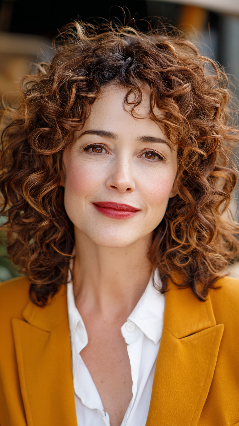 Stylish Natural Curly Lob with Soft Layers