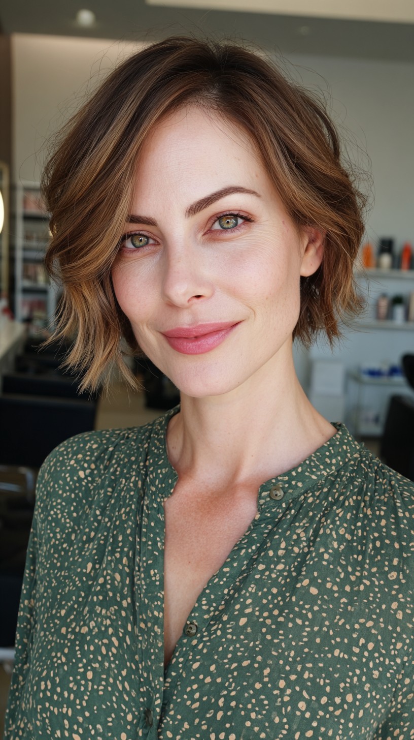 Chic Layered Asymmetrical Bob With Balayage Highlights