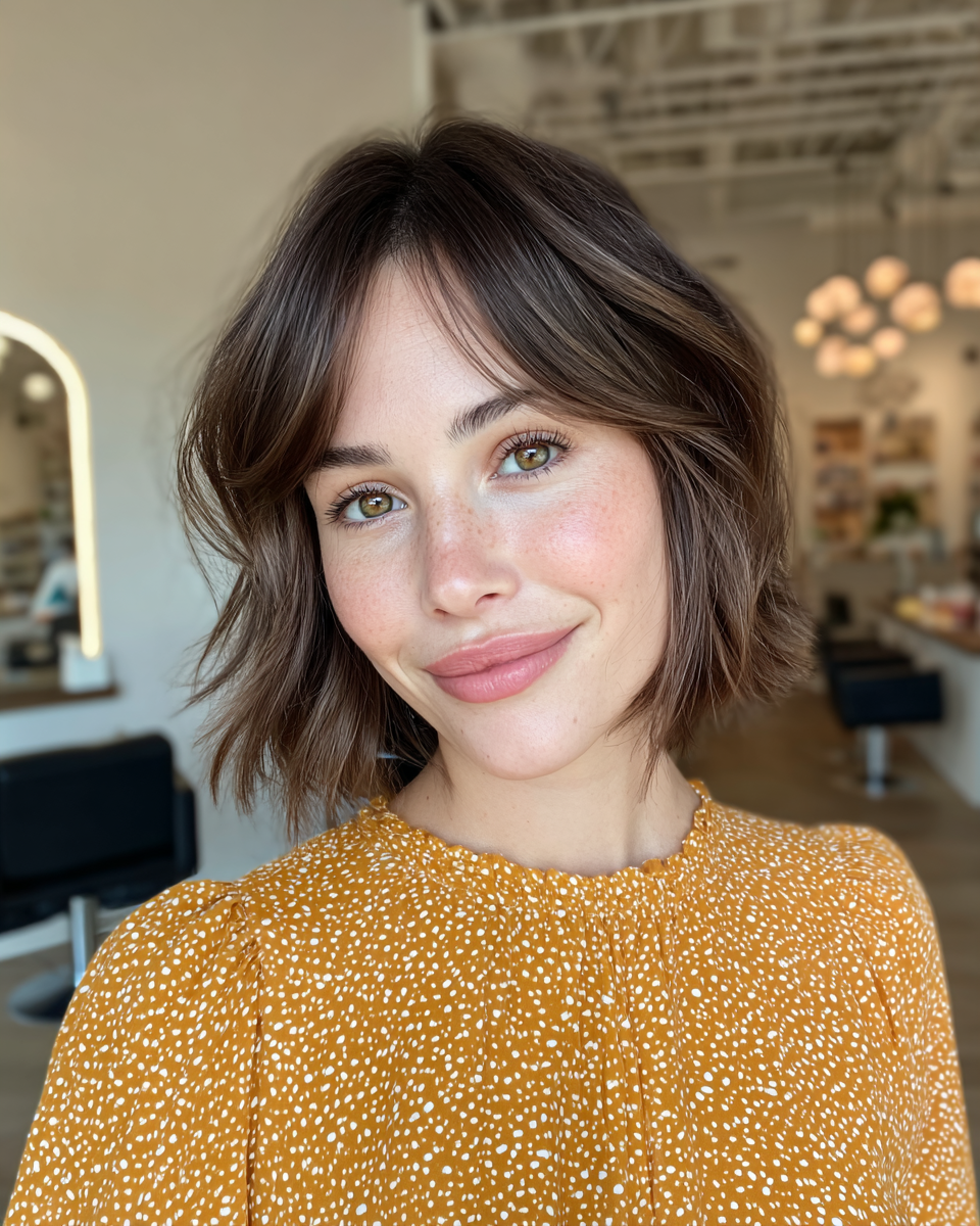 Chic Textured Chin-Length Bob with Soft Face-Framing Layers