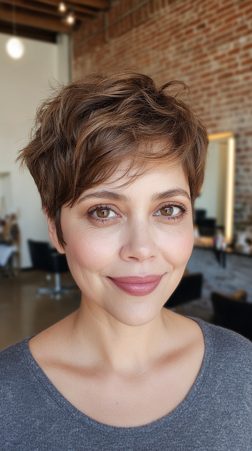 Dynamic Tousled Pixie with Natural Highlights