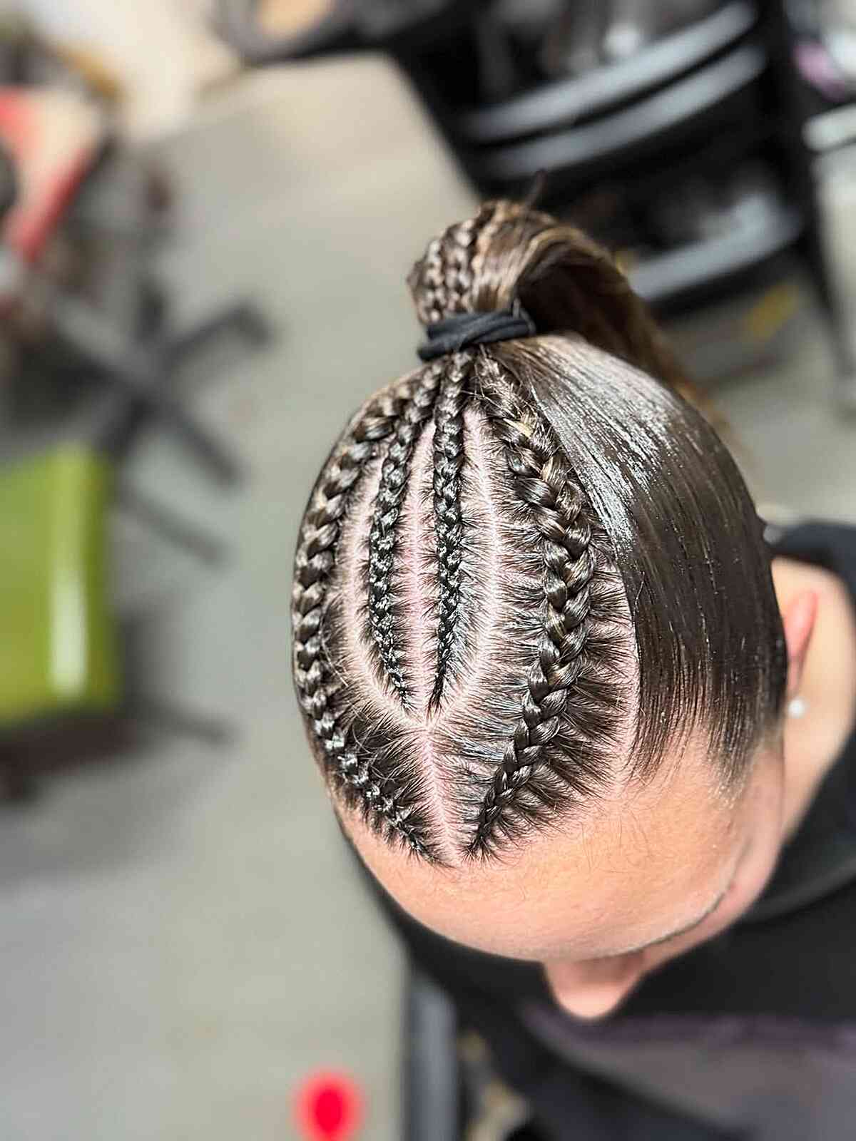 Sporty Braided Ponytail with Intricate Parting