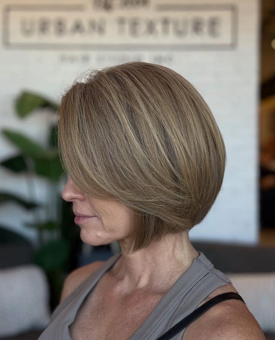 Textured A-Line Bob with Subtle Highlights