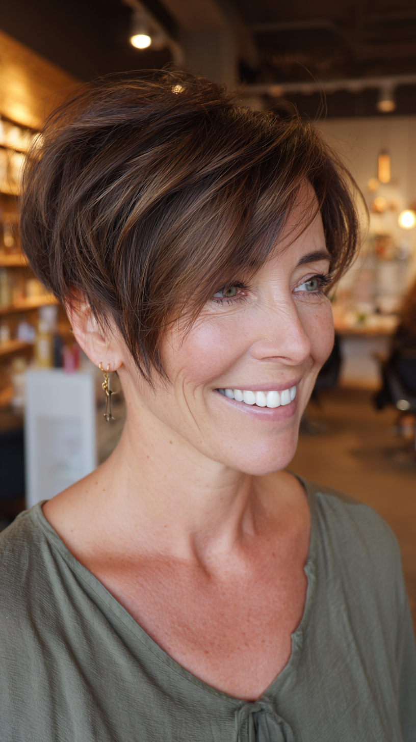 Chic Textured Short Cut with Subtle Highlights