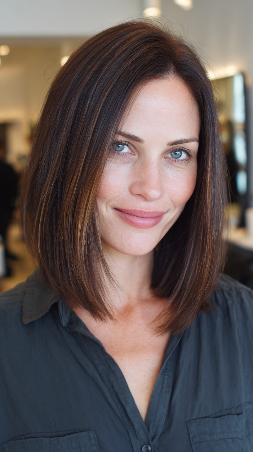 Chic Smooth Lob with Subtle Highlights