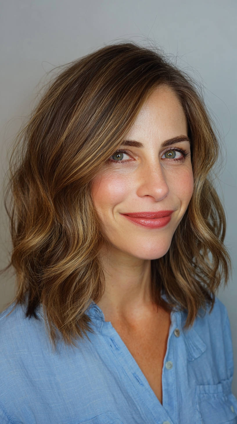 Chic Soft Waves with Light Caramel Highlights