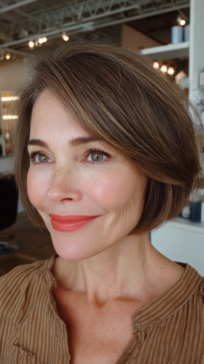 Chic Softly Curved Bob with Subtle Balayage