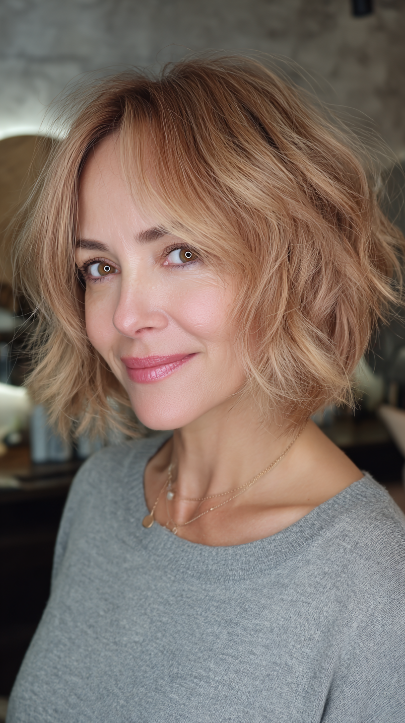 Chic Textured Bob with Effortless Waves