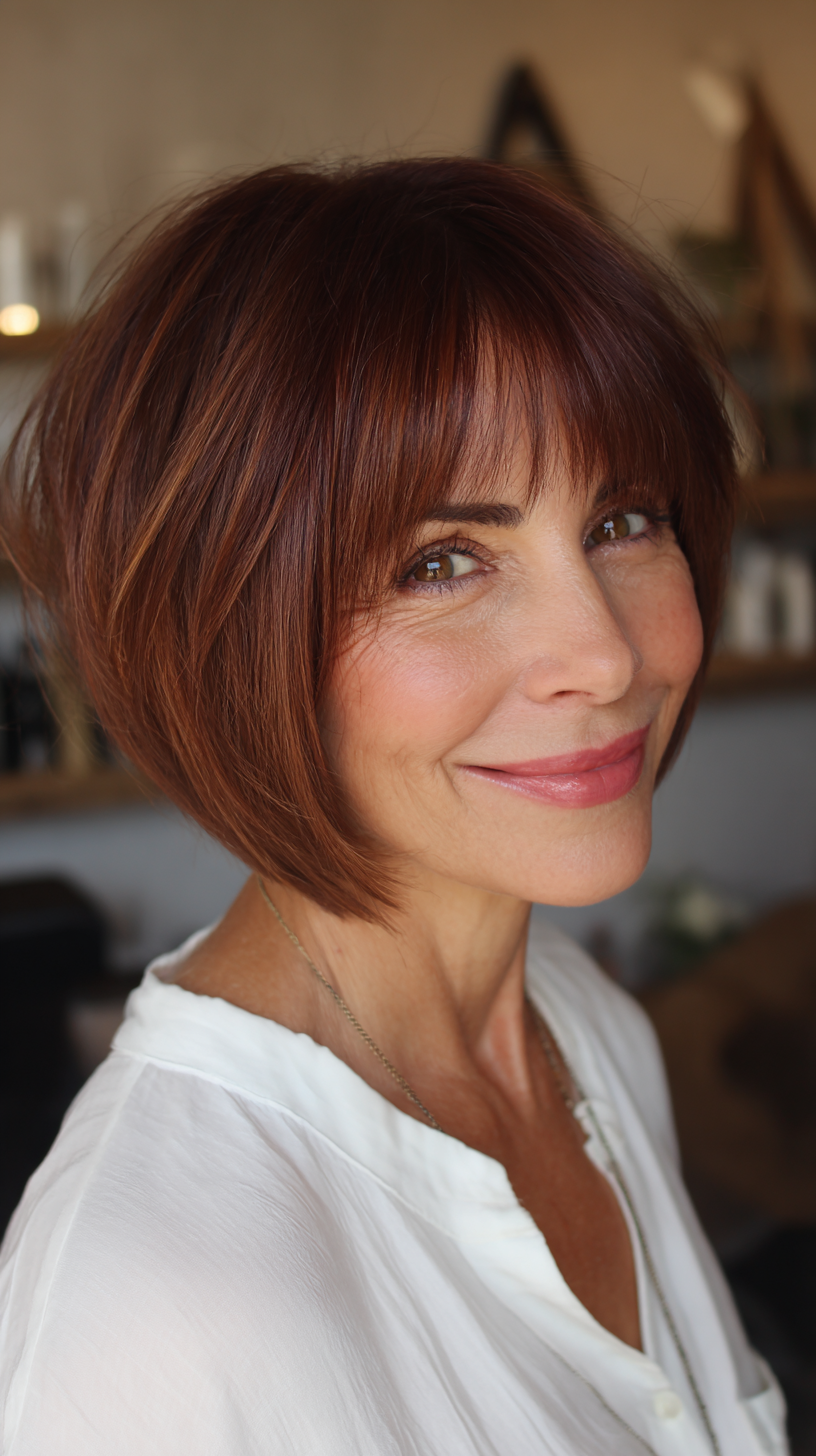 Chic Textured Bob with Soft Bangs