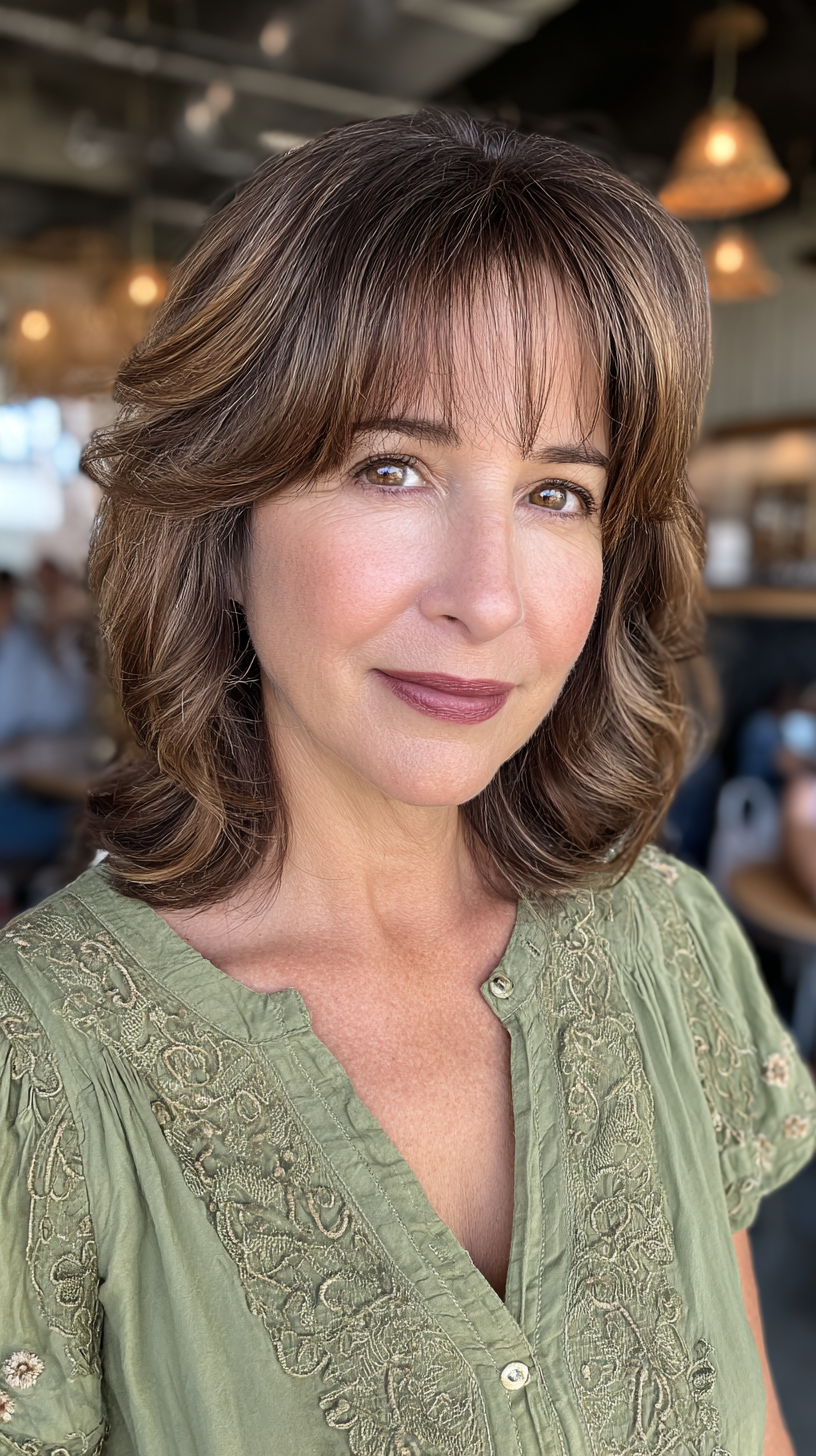 Chic Textured Shoulder-Length Cut with Soft Bangs