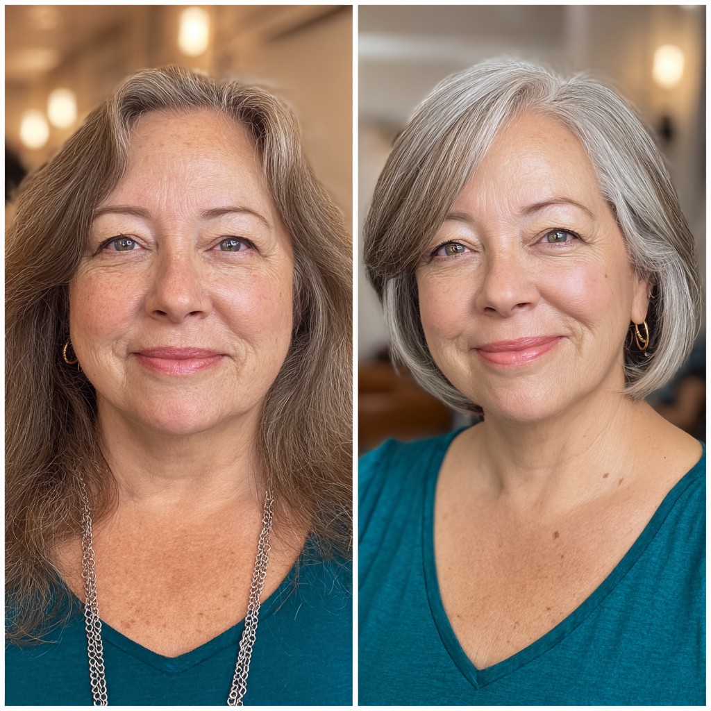 Charcoal-Gray Layered Bob for Volume