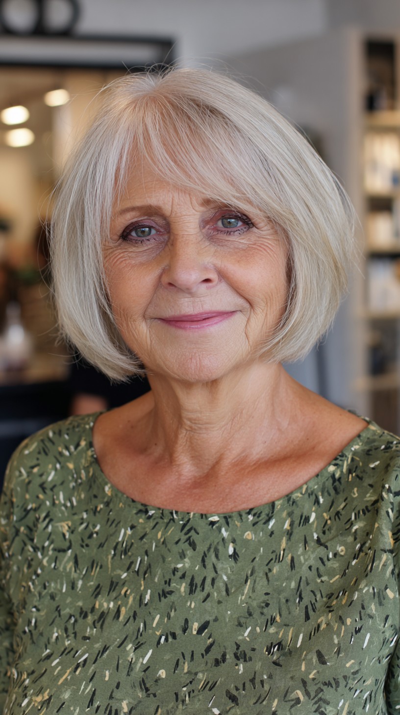 Charming Platinum Bob with Textured Ends